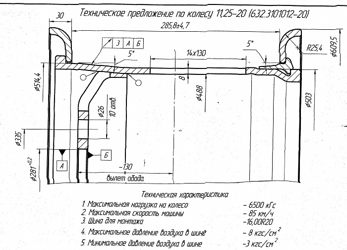 Колесный диск 11,25-20 632.3101012-20