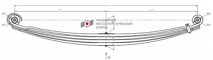 Передняя рессора для автомобилей производства ПАО "Камаз" 6580 4-х листовая