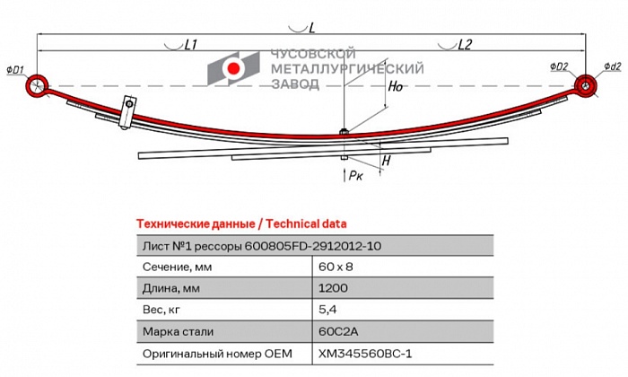 Коренной рессорный лист Ford Ranger 2.5 TD 1998 - 2006 | Mazda B-Serie 2.5 1998 - 2006