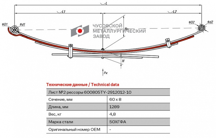 Подкоренной лист №2 рессоры Toyota Hilux 