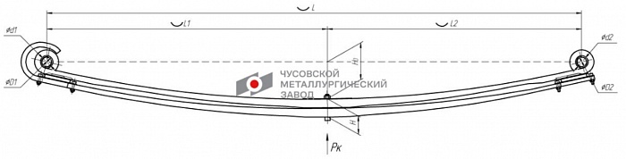 Передняя рессора Volvo FH12/16 FM9/10/12 2-листовая