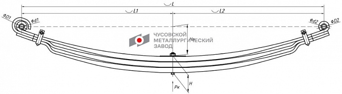 Передняя рессора Scania P, G, R, T series 2003- | 4-series '1994-2008 | 3-series '1987-1996 (8.5 тонн, 3-х листовая)